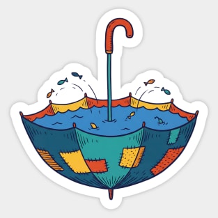 Umbrella Aquarium – Cozy Rainy Day Fish Shelter Sticker